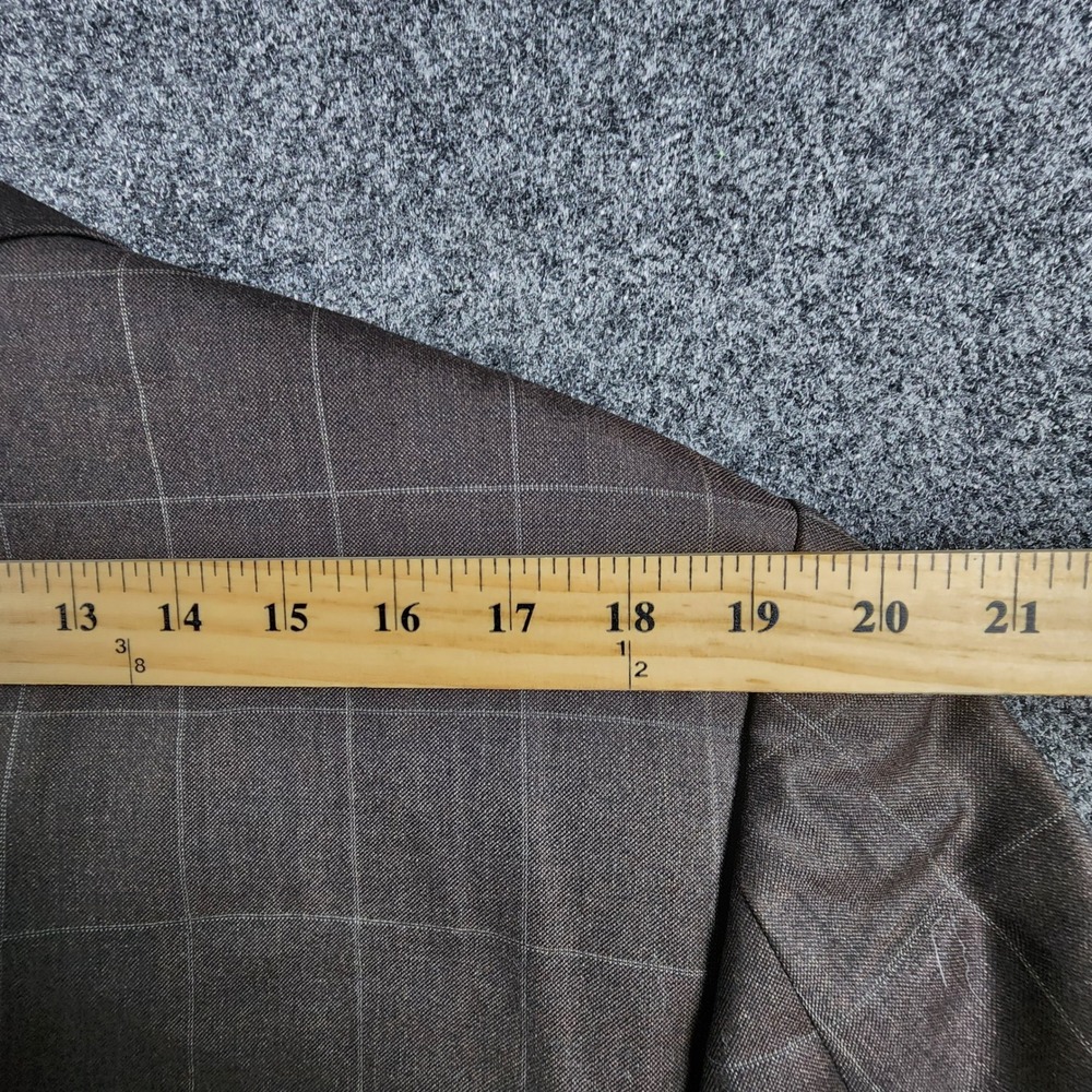 Scabal Bespoke 2 Pc Suit Mens 43XL Pants35x37 Brown Windowpane Super 100s Wool - Picture 14 of 16